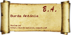 Burda Antónia névjegykártya